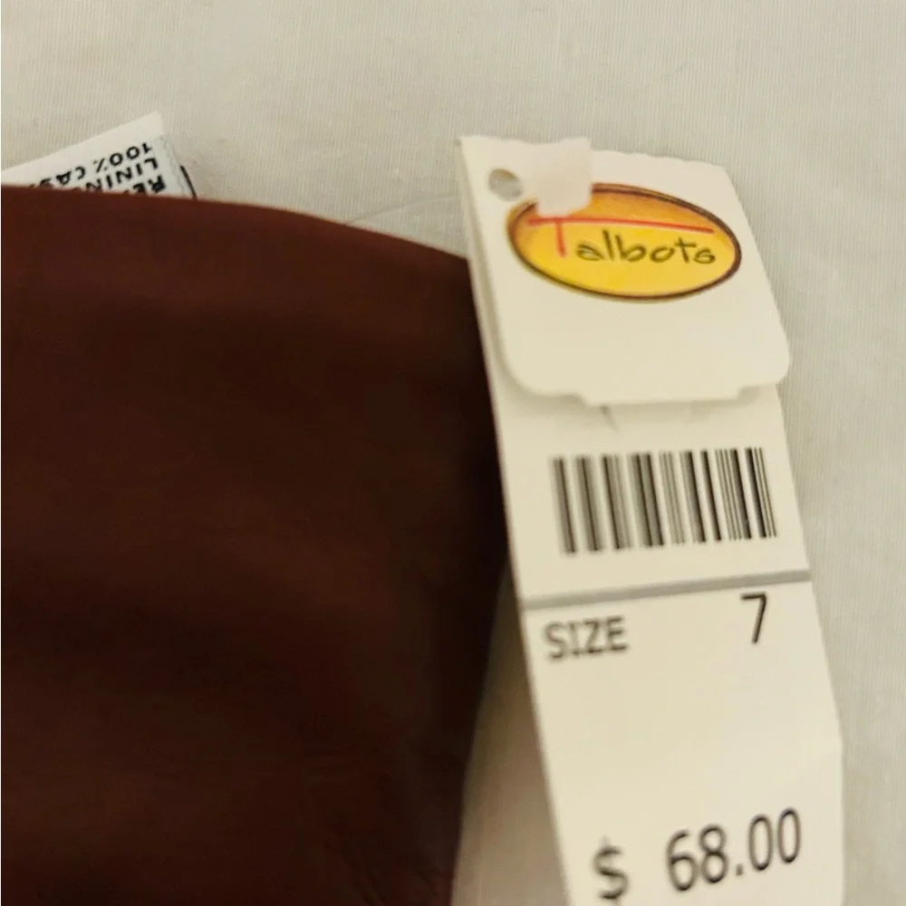 NWT Talbots Rich Brown Leather Gloves -Cashmere Lining -7